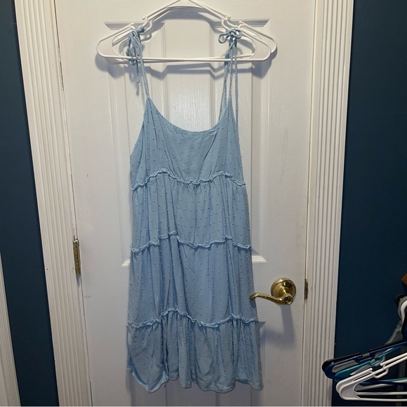 Chic Light Blue Ruffle Mini Dress - Picture 6 of 12